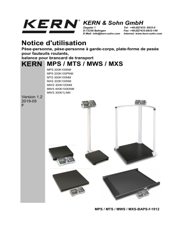 MWS 400K100DNM | MPS 200K100PNM | MPS 200K100NM | MWS 300K100NM | MWS 300K-1LNM | KERN MTS 300K100NM Manuel du propriétaire | Fixfr