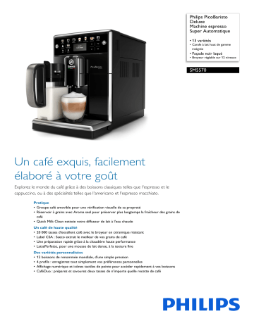 Philips SM5570/10R1 PicoBaristo Deluxe Machine espresso Super Automatique Manuel utilisateur | Fixfr