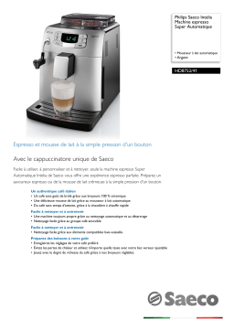 Saeco HD8752/41 Saeco Intelia Machine espresso Super Automatique Manuel utilisateur