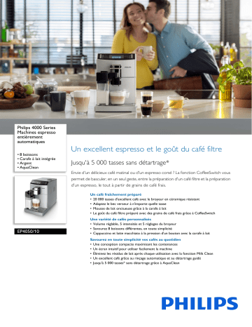 Philips EP4050/10 4000 Series Machines espresso entièrement automatiques Manuel utilisateur | Fixfr