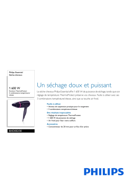 Philips BHD002/00 Essential Sèche-cheveux Manuel utilisateur