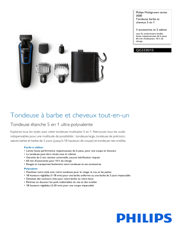Philips QG3330/15 Multigroom series 3000 Tondeuse barbe et cheveux 5 en 1 Manuel utilisateur | Fixfr