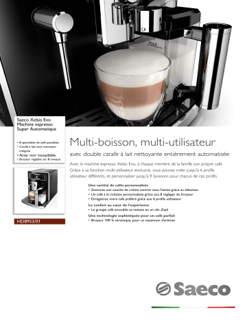 Saeco HD8953/01 Saeco Xelsis Evo Machine espresso Super Automatique Manuel utilisateur | Fixfr