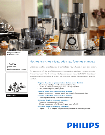 Philips HR7778/00 7000 Series Robot de cuisine Manuel utilisateur | Fixfr