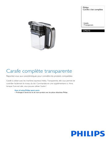 Philips CP0210/01 Carafe à lait complète Manuel utilisateur | Fixfr