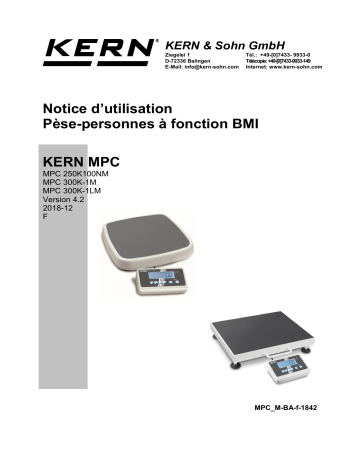 MPC 300K-1M | MPC 250K100NM | KERN MPC 300K-1LM Mode d'emploi | Fixfr