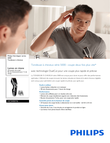 Philips HC5450/16 Hairclipper series 5000 Tondeuse à cheveux Manuel utilisateur | Fixfr