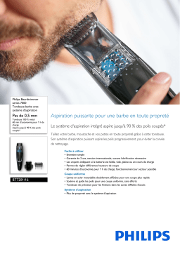 Philips BT7201/16 Beardtrimmer series 7000 Tondeuse barbe avec système d'aspiration Manuel utilisateur