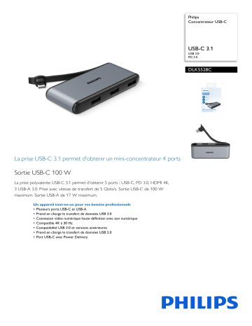 Philips DLK5528C/00 Concentrateur USB-C Manuel utilisateur | Fixfr