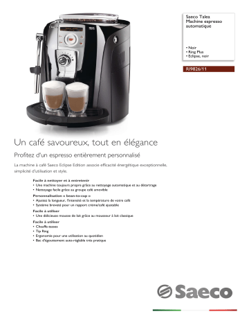 Saeco RI9826/11 Saeco Talea Machine espresso automatique Manuel utilisateur | Fixfr