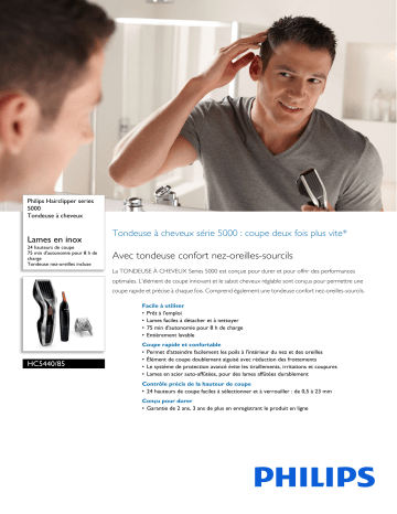 Philips HC5440/85 Hairclipper series 5000 Tondeuse à cheveux Manuel utilisateur | Fixfr