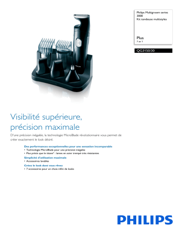 Philips QG3150/30 Multigroom series 3000 Kit tondeuse multistyles Manuel utilisateur | Fixfr