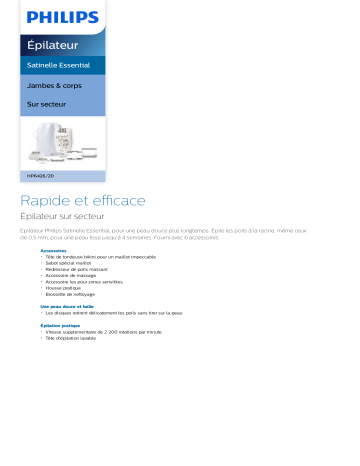Philips HP6426/20 Satinelle Essential Épilateur Manuel utilisateur | Fixfr