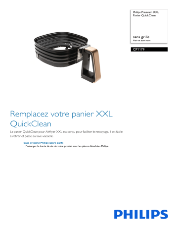 Philips CP1179/01 Premium XXL Panier QuickClean Manuel utilisateur | Fixfr