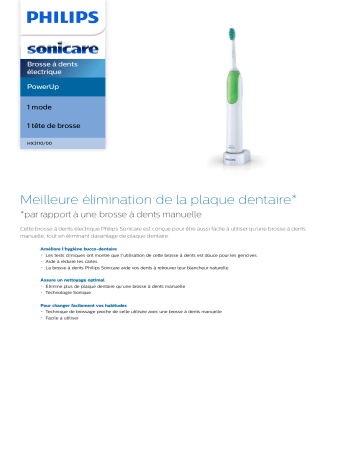 Sonicare HX3110/00 Sonicare PowerUp Brosse à dents électrique Manuel utilisateur | Fixfr