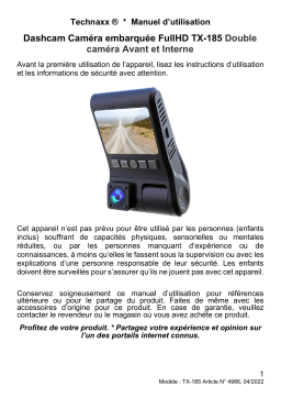 Technaxx TX-185 FullHD Dual Dashcam Manuel du propriétaire