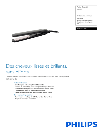 Philips HP8321/00 Essential Lisseur Manuel utilisateur | Fixfr