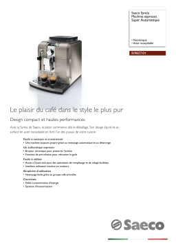 Saeco RI9837/01 Saeco Syntia Machine espresso Super Automatique Manuel utilisateur