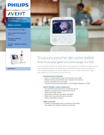 Avent SCD843/26 Avent Baby monitor Écoute-bébé vidéo numérique Manuel utilisateur | Fixfr
