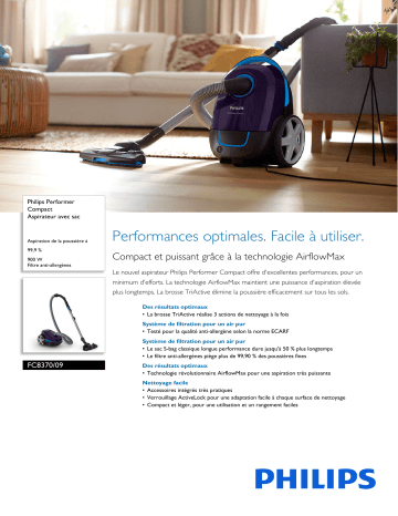 Philips FC8370/09 Performer Compact Aspirateur avec sac Manuel utilisateur | Fixfr