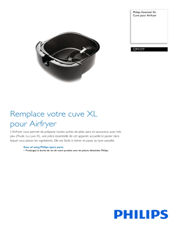 Philips CP1177/01 Essential XL Cuve pour Airfryer Manuel utilisateur | Fixfr