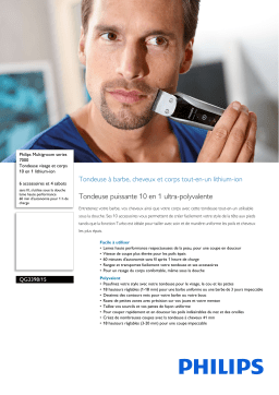 Philips QG3398/15 Multigroom series 7000 Tondeuse visage et corps 10 en 1 lithium-ion Manuel utilisateur