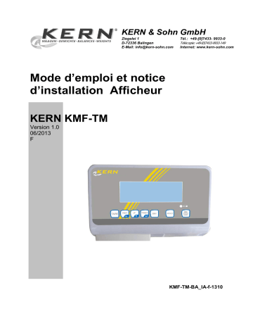 MTA 400K-1M | MTA 400K-1NM | MPE 250K100HM | KMF-TM | MPE 250K100PM | MPE 250K100HNM | KERN MPE 250K100PNM Installation manuel | Fixfr