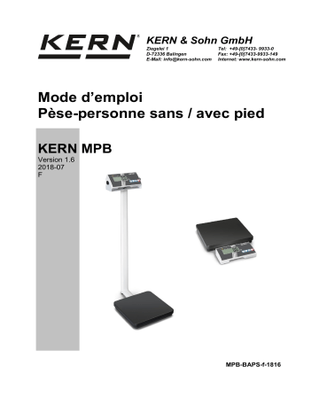 MPB 300K100P | KERN MPB 300K100 Mode d'emploi | Fixfr