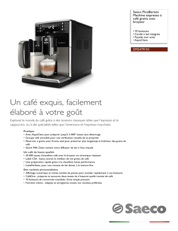 Saeco SM5479/10 Saeco PicoBaristo Machine expresso à café grains avec broyeur Manuel utilisateur | Fixfr