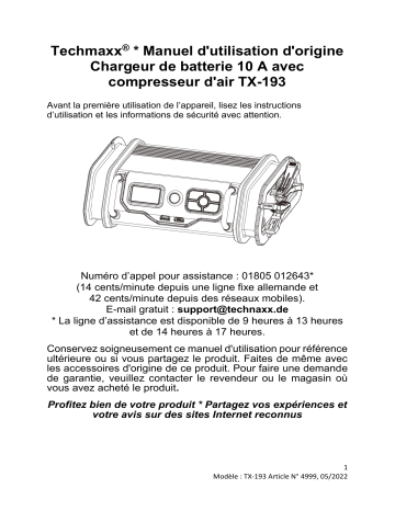 Technaxx 10A Battery Charger Manuel du propriétaire | Fixfr