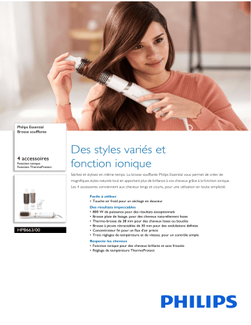 Philips HP8663/00 Essential Brosse soufflante Manuel utilisateur | Fixfr