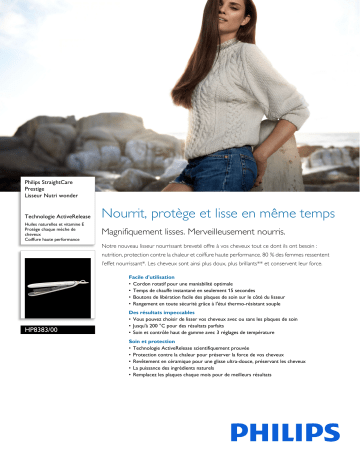 Philips HP8383/00 StraightCare Prestige Lisseur Nutri wonder Manuel utilisateur | Fixfr
