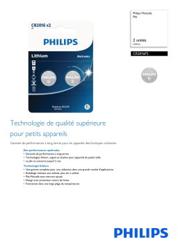 Philips CR2016P2/01B Minicells Pile Manuel utilisateur