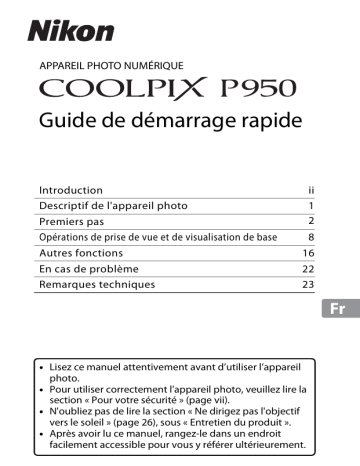 Nikon Coolpix P950 Guide de démarrage rapide | Fixfr