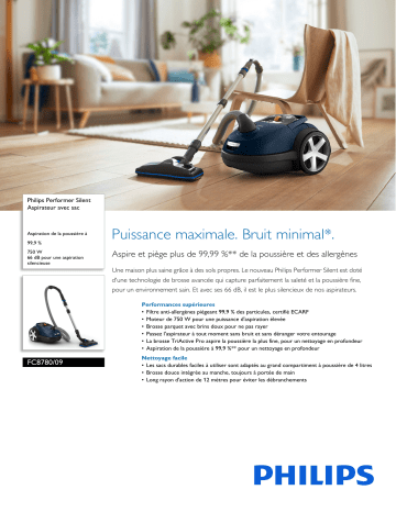 Philips FC8780/09 Performer Silent Aspirateur avec sac Manuel utilisateur | Fixfr