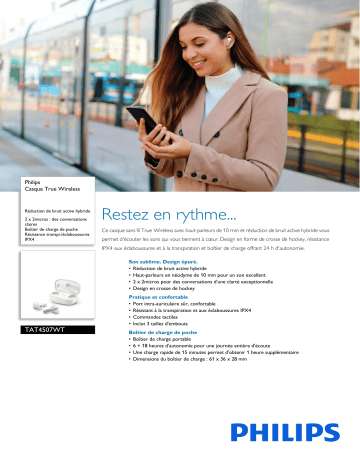 Philips TAT4507WT/00 Casque True Wireless Manuel utilisateur | Fixfr