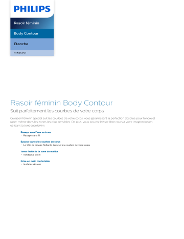 Philips HP6317/01 Body Contour Rasoir féminin Manuel utilisateur | Fixfr