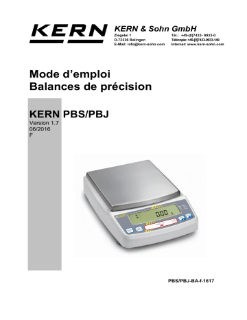 PBJ 4200-2M | PBS 420-3M | PBS 8200-1M | PBJ 6200-2M | PBJ 8200-1M | PBJ 620-3M | KERN PBJ 420-3M Mode d'emploi | Fixfr