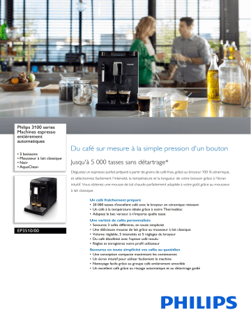 Philips EP3510/00 3100 series Machines espresso entièrement automatiques Manuel utilisateur | Fixfr
