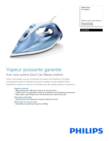 Philips GC4532/20R1 Azur Fer vapeur Manuel utilisateur | Fixfr