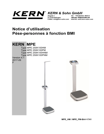 MPE 250K100PM | KERN MPE 250K100HM Mode d'emploi | Fixfr