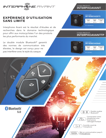 Interphone INTERPHOAVANTTP Kit mains Libre Bluetooth spécification | Fixfr