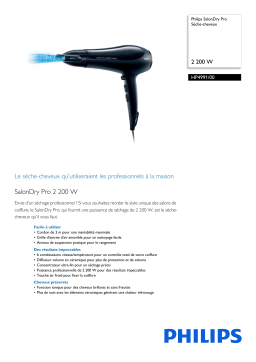 Philips HP4991/00 SalonDry Pro Sèche-cheveux Manuel utilisateur