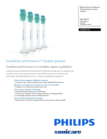 Sonicare HX6014/31 Sonicare ProResults Têtes de brosse à dents standard Manuel utilisateur | Fixfr