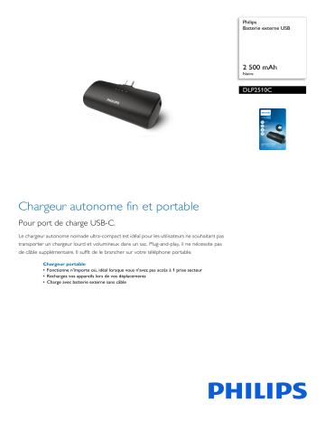Philips DLP2510C/03 Batterie externe USB Manuel utilisateur | Fixfr