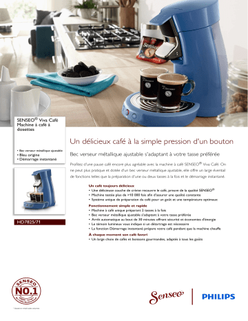 SENSEO® HD7825/71 SENSEO® Viva Café Machine à café à dosettes Manuel utilisateur | Fixfr