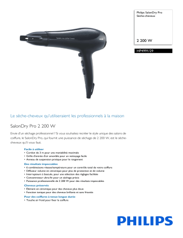 Philips HP4991/29 SalonDry Pro Sèche-cheveux Manuel utilisateur | Fixfr