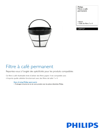 Philips CRP727/01 Filtre à café permanent Manuel utilisateur | Fixfr