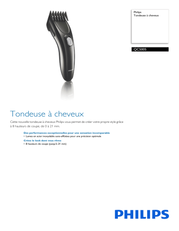 Philips QC5005/30 Tondeuse à cheveux Manuel utilisateur | Fixfr