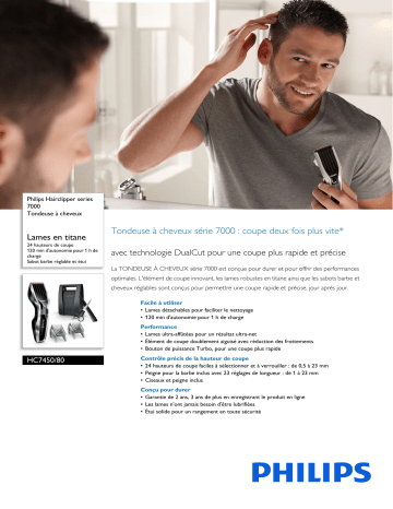 Philips HC7450/80 Hairclipper series 7000 Tondeuse à cheveux Manuel utilisateur | Fixfr